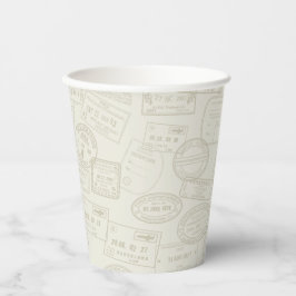 Reisepass Briefmarke Beige Muster Papier Cup Pappbecher