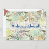 Reisepass Briefmarke Einladung Karte Vielen Dank (Vorne/Hinten)