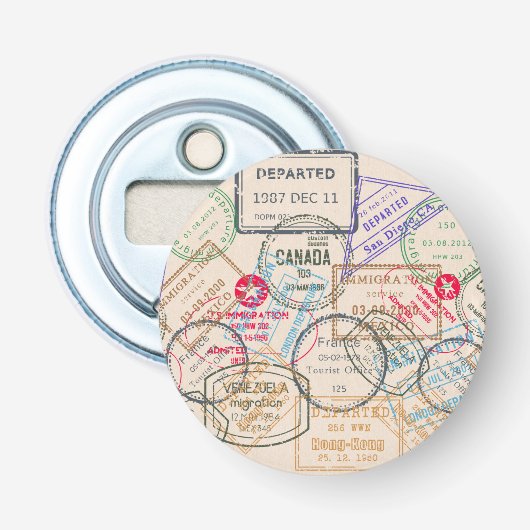Reisepass-Briefmarke Flaschenöffner (Vorderseite)