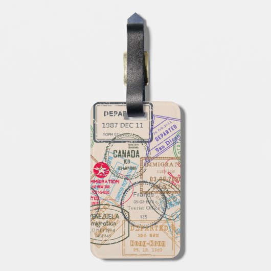 Reisepass-Briefmarke Gepäckanhänger (Rückseite vertikal)