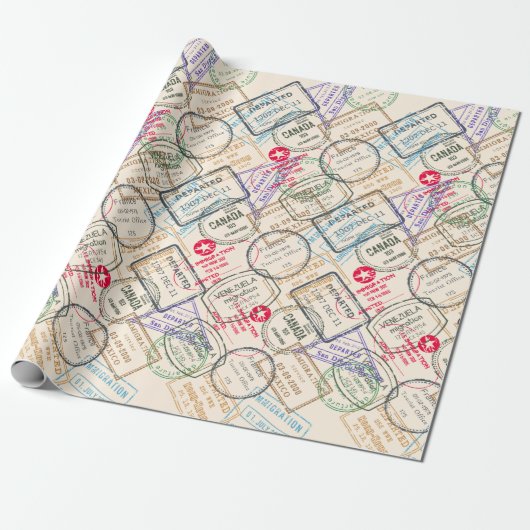 Reisepass-Briefmarke Geschenkpapier (Ungerollt)