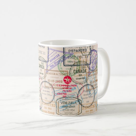 Reisepass-Briefmarke Kaffeetasse (VorderseiteRechts)