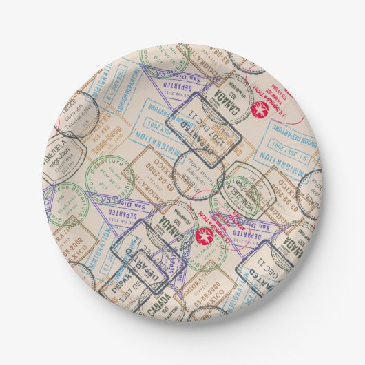 Reisepass-Briefmarke Pappteller (Vorderseite)