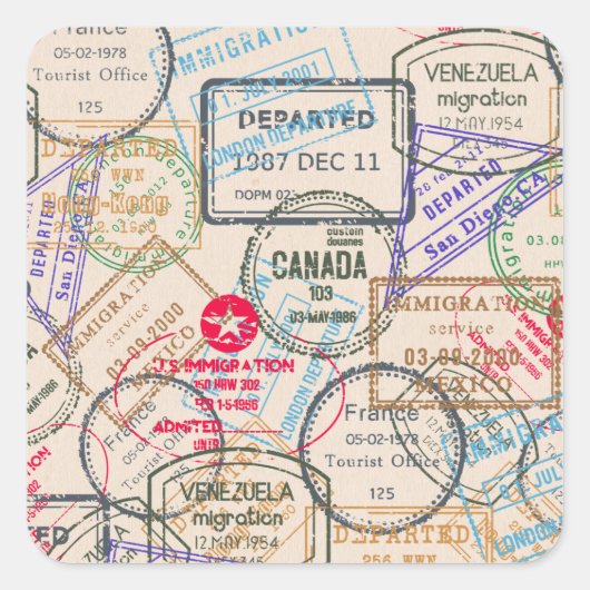 Reisepass-Briefmarke Quadratischer Aufkleber (Vorderseite)