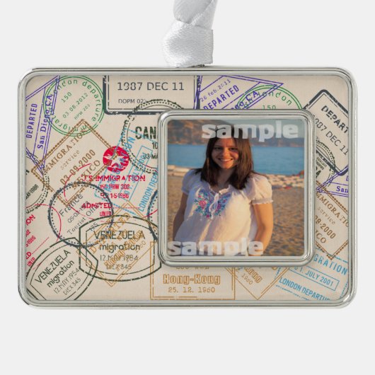 Reisepass-Briefmarke Rahmen-Ornament Silber (Vorderseite)