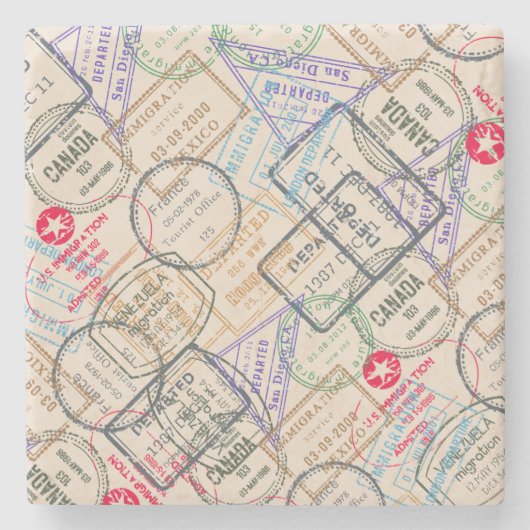 Reisepass-Briefmarke Steinuntersetzer (Vorderseite)