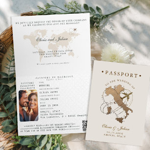 Reisepass Faux Gold Beige Italien Destination Hoch Einladung