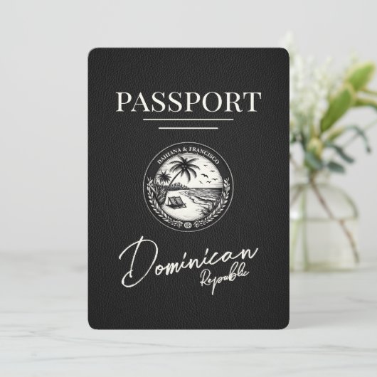 Reisepass für die schwarze Dominikanische Republik Save The Date (Stehend Vorderseite)