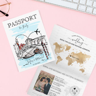 Reisepass für Hochzeiten Italien Venedig Einladung