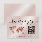 Reisepass für Hochzeiten - Weltkarte - QR-Code RSVP Karte (Vorne/Hinten)