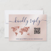Reisepass für Hochzeiten - Weltkarte - QR-Code RSVP Karte (Vorderseite)
