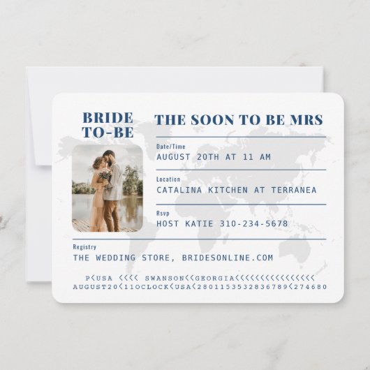 Reisepass für Lieben Thema Brautparty Einladung (Rückseite)