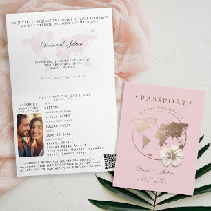 Reisepass Hibiskus Tropische Destination Hochzeit Einladung