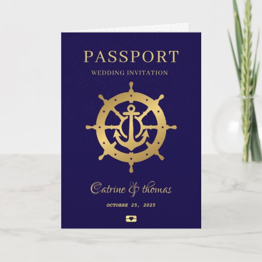 Reisepass Hochzeit Einladung (Vorderseite)