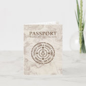 Reisepass-Hochzeit in Urlaubsort Einladung (Vorderseite)