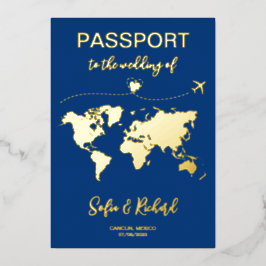 Reisepass Hochzeit Zielort Gold Foil Adventure Folieneinladung