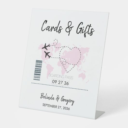 Reisepass Hochzeitkarten & Geschenke für Boarding Sockelschild (Vorderseite)