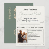 Reisepass Save the Date - Gepäck & Beige | Rustika Einladung (Vorne/Hinten)