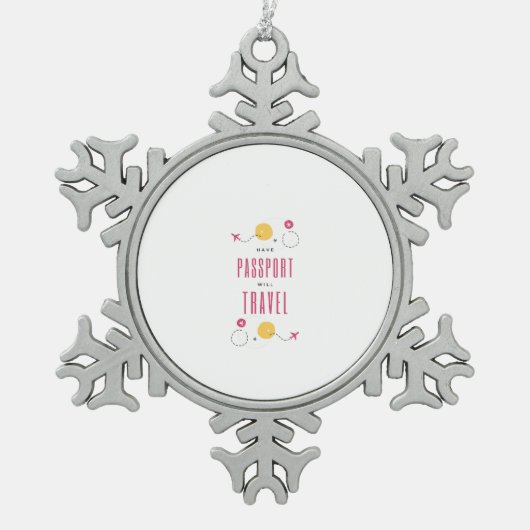 Reisepass Schneeflocken Zinn-Ornament (Vorderseite)