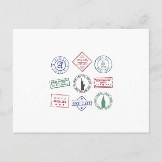 Reisepass-Stempel Postkarte (Vorderseite)