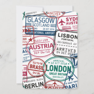Reisepass-Stempel-Süchtiger Retro-Weltreisender Einladung