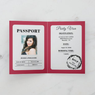 Reisepass-Stil Rosa Geburtstagsfeier Karte