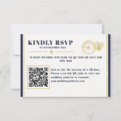 Reisepass Ziel Hochzeit Monogramm QR-Code RSVP Karte (Rückseite)