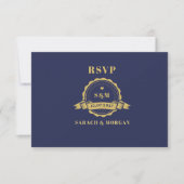 Reisepass Ziel Hochzeit Monogramm QR-Code RSVP Karte (Vorderseite)