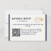 Reisepass Ziel Hochzeit Monogramm QR-Code RSVP Karte (Rückseite)