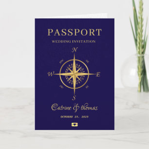 Reisepass Ziel Kompass Hochzeit Einladung