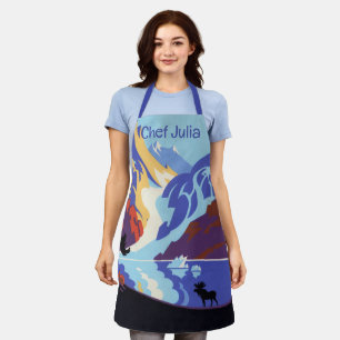 Reiseplakat Alaskas aus der Vintage-Zeit, Atlin un Schürze