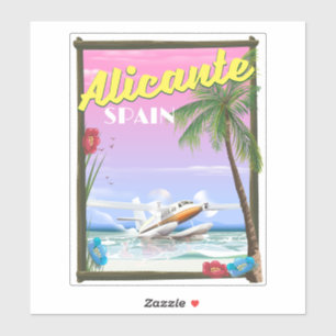 Reiseplakat Alicante Spanien im Vintage-Stil Aufkleber