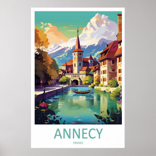 Reiseplakat Annecy Vintage Skigebiet Nationalpark Poster