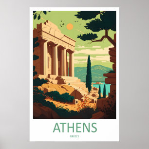 Reiseplakat Athen Skigebiet Vintage National Poster