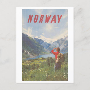 Reiseplakat aus Norwegen im Vintage-Stil Postkarte