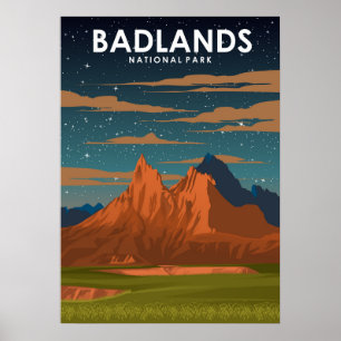 Reiseplakat Badlands National Park im Vintage-Stil Poster