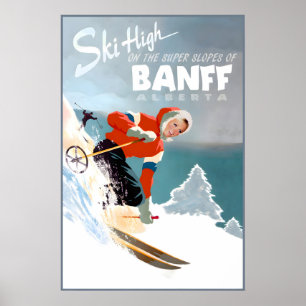 Reiseplakat Banff Alberta Kanada Schnee Ski Poster