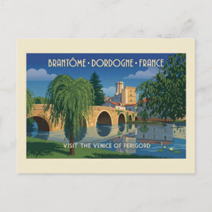 Reiseplakat Brantôme Dordogne Frankreich im Vintag Postkarte
