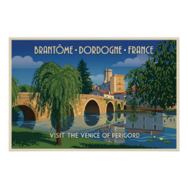 Reiseplakat Brantôme Dordogne Frankreich Vintage Poster