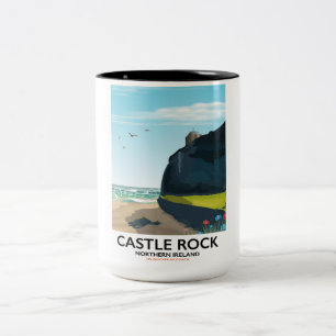 Reiseplakat Castle Rock Nordirland. Zweifarbige Tasse
