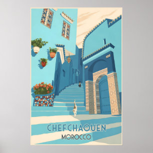 Reiseplakat Chefchaouen Marokko Poster