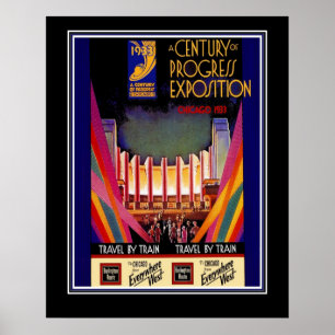 Reiseplakat Chicago Zug große Größe im Vintage-Sti Poster
