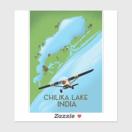 Reiseplakat Chilika Lake India Aufkleber (Blatt)
