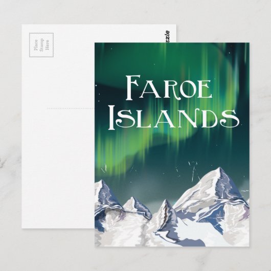 Reiseplakat der Färöer Postkarte (Vorne/Hinten)