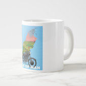 Reiseplakat der Insel Man Motorrad Jumbo-Tasse (Vorderseite Rechts)