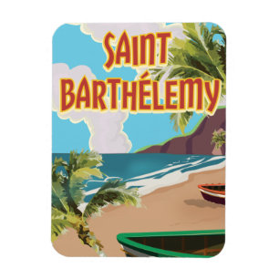 Reiseplakat der Insel Saint Barthélemy im Vintage- Magnet