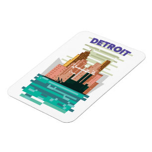 Reiseplakat der Skyline von Detroit City. Magnet