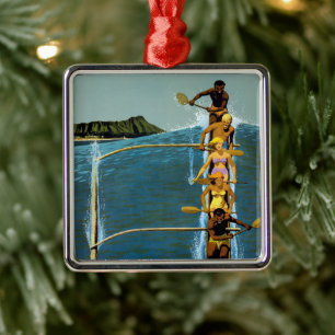 Reiseplakat der United Air Lines nach Hawaii Ornament Aus Metall