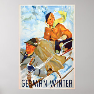 Reiseplakat Deutsche Winter Ski springen 1930er Ja Poster