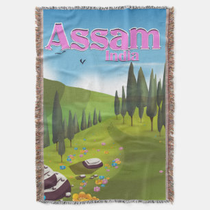 Reiseplakat-Druck Assam Indien. Decke